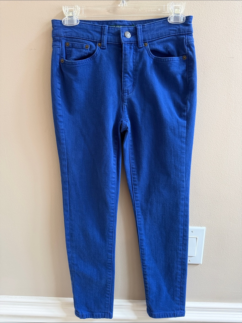 Lauren Ralph Lauren Cobalt Blue Denim Premier Skinny Cropped Jeans
